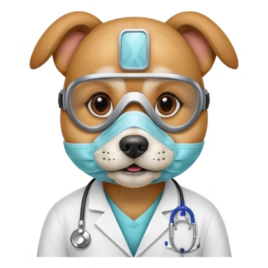doctor dog wearing medical mask sticker