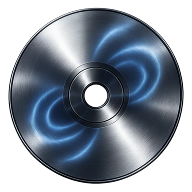 A minimalist CD disc with abstract pattern, glowing effect, blue color sticker