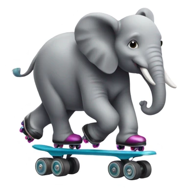 Elephant on rollerskates sticker
