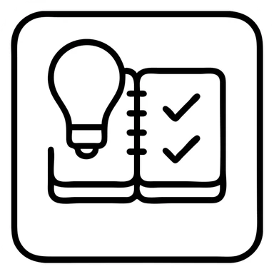 simple icon symbolizing planning such as light bulb, planner, checklist, with border, transparent background, simple icon style, emphasis sticker