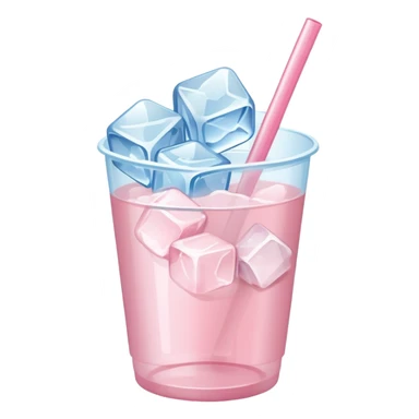 Powder pink beverage in plastic cup with ice cubes sticker