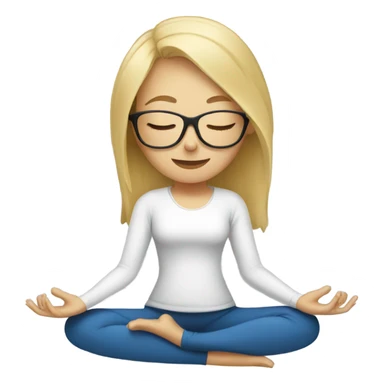 Blonde lady doing yoga with closed eyes wearing glasses  sticker