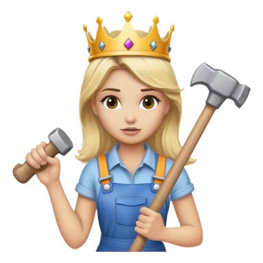 blond construction girl with a crown and a sledge hammer sticker