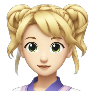 Japanese anime-inspired young girl with radiant golden blonde hair tied in a ponytail and mesmerizing azure eyes sticker
