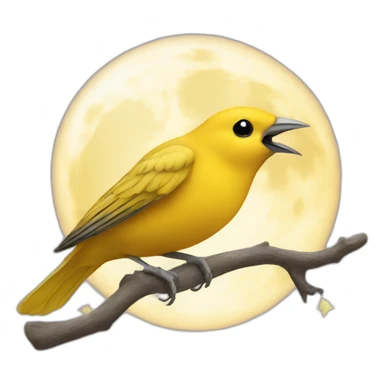 A canary bird dancing in the moon  sticker