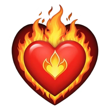 A red heart with bright flames on top, blending realistic fire with a slightly gothic cartoon style. Inside the heart, in small bold gothic text, it says:
Pyromaniacs   sticker