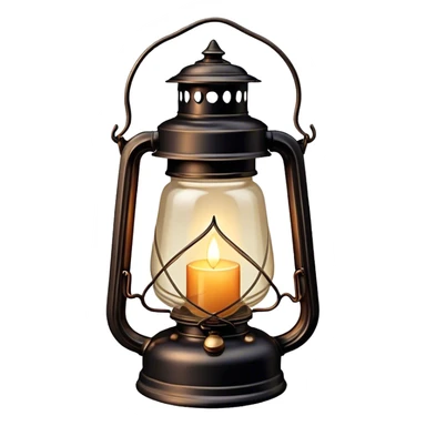 Cinematic Realistic Lantern, an old-fashioned glass lantern with a warm flickering glow, delicate details on the metal handle, softly illuminating the surrounding darkness, glowing with a comforting and nostalgic charm. sticker