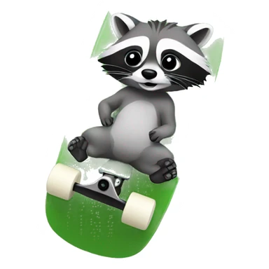 Raccoon on the green skateboard sticker