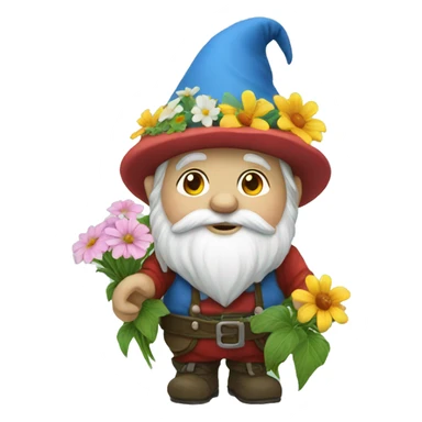 Gnome with flowers sticker