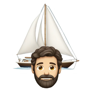 Dark brown hair man with beard on a big sailboat sticker