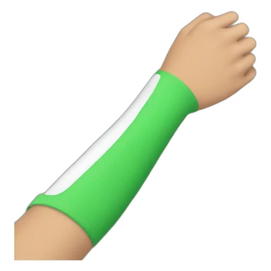 Arm with a green sleeve sticker