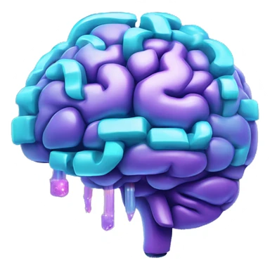 puple and cyan artificial intelligence brain with magical particals sticker