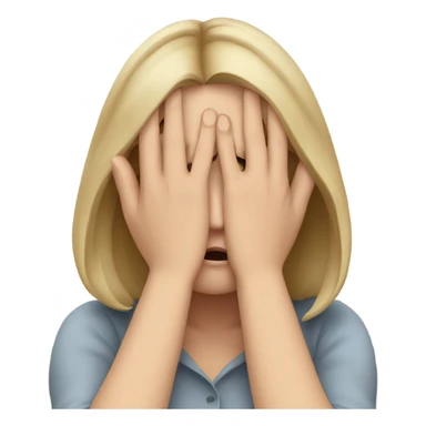 white woman hiding his face using hands, overwhelmed, sad expression sticker