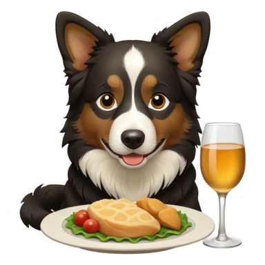 Border collie eating dinner sticker