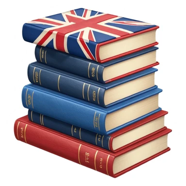 stack of books with the UK flag sticker