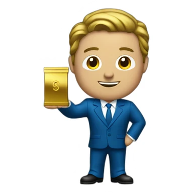 Posh-man-with-blue-suit-offering-goldbar sticker