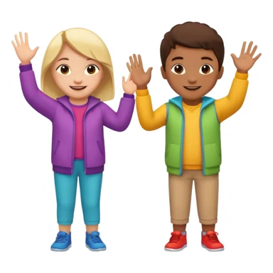 two kids high-fiving sticker