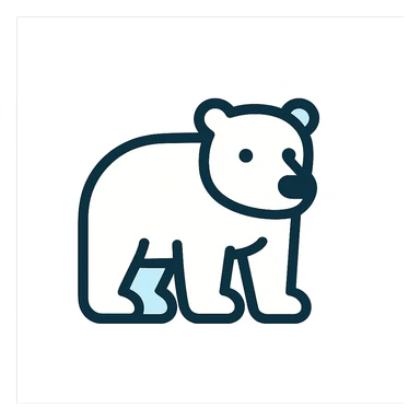 polar bear, white fur, black outlines, minimal sticker
