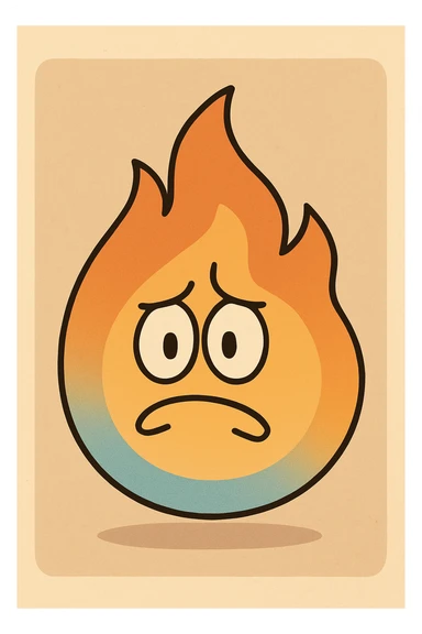 classic fire emoji with blue to orange gradient, flat style, bold and clean, matching reference image sticker