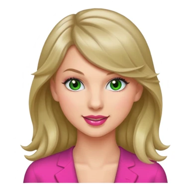 Smiling taylor swift with green eyes long hair pink lips sticker