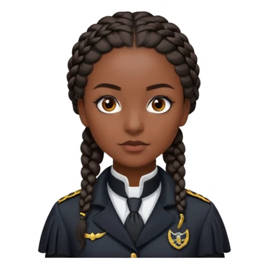 Create a realistic portrait of Bianca Barclay with dark braided hair, Nevermore uniform & confident gaze. sticker