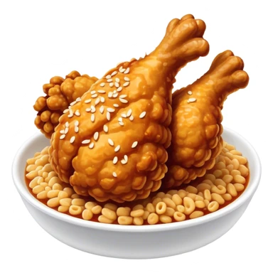 Cinematic Realistic Korean Fried Chicken Dish Emoji, depicted as crispy, golden-fried chicken glazed in a tangy sauce rendered with detailed textures and vibrant, dynamic lighting. sticker