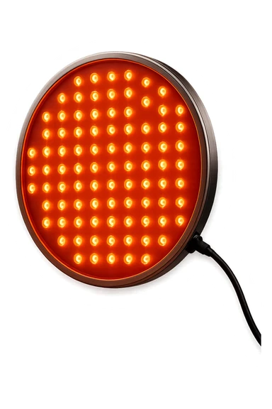 luce rossa led rotonda fluttua in aria, iperrealistica 4k sticker