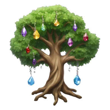 Spiritual tree with crystals hanging in it sticker