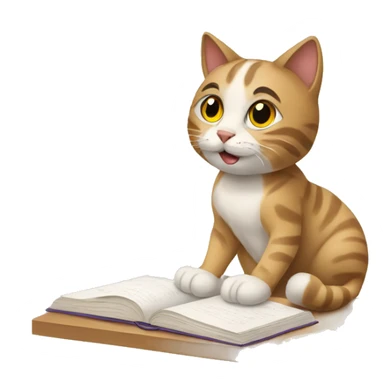cat studing for english exam sticker
