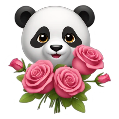 panda roux avec un bouquet de rose sticker