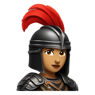 Fantasy spartan warrior female wearing detailed black armor with a red plumed helmet
 sticker