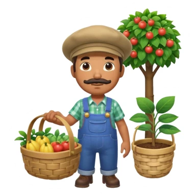 ANIMAL CROSSING CHARACTER ONLY: human famer with a beret and a mustache in the aninal crossing world 3d sticker