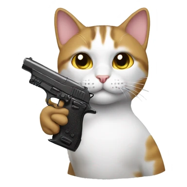 Cat with pistol sticker