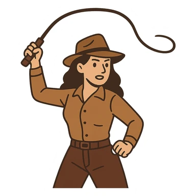 flat toon style woman raising a whip sticker