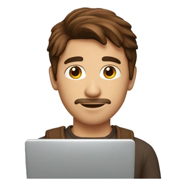 brown hair guy with laptop sticker