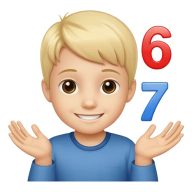 A Lil kid holding 6 7  sticker