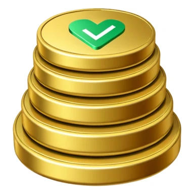 coin stack with a green checkmark emoji indicating initial account balance sticker