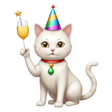 a full-body white cat new year  sticker