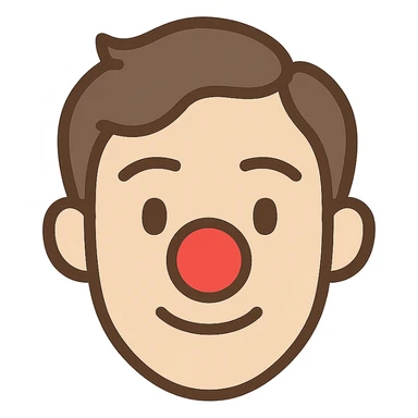 face with red clown nose, digital illustration sticker