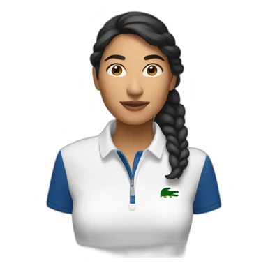 Latin woman using Lacoste  sticker