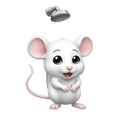 Cute white mouse taking a shower sticker