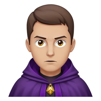 Amycus Carrow in harry potter, a man thin, brown hair, crew cut hair, look evil, dark purple cloak sticker