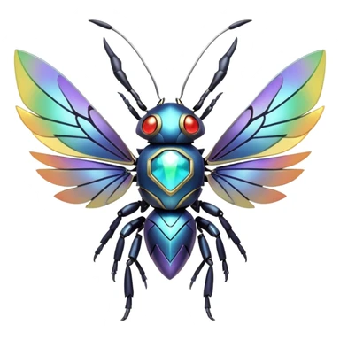 Elemental steel-bug-type magical colorful exotic animesque Pokémon-Fakémon-animal-creature sticker