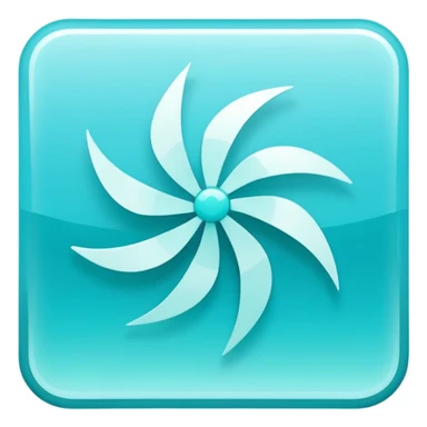 a Tiny compressed Stylized light-turquoise wind wind symbol inside a pastel gradient white square icon, light turquoise thick borders sticker