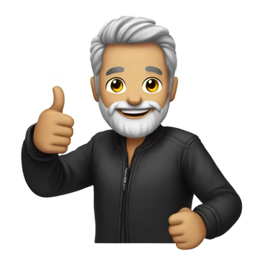 smiling male in black jacket with grey Beard giviing thumbs up sticker