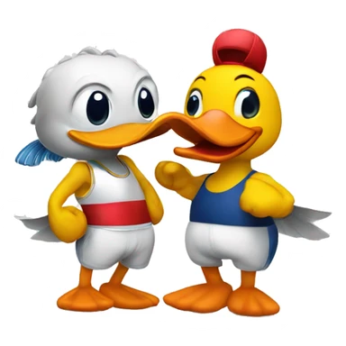 boxing duck and fish sticker