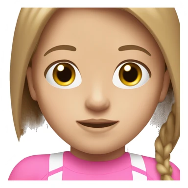 swimming little white girl with pink swimming suit dar brown long hair sticker