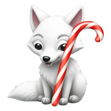 Arctic fox eating candy cane sticker