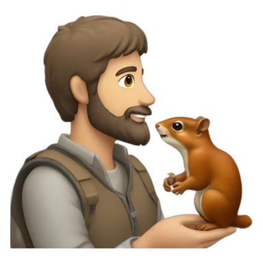 man with beard feeding a squirrell sticker