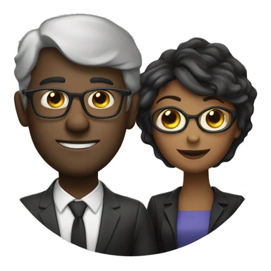 A fair guy and a dark lady with glasses in love  sticker